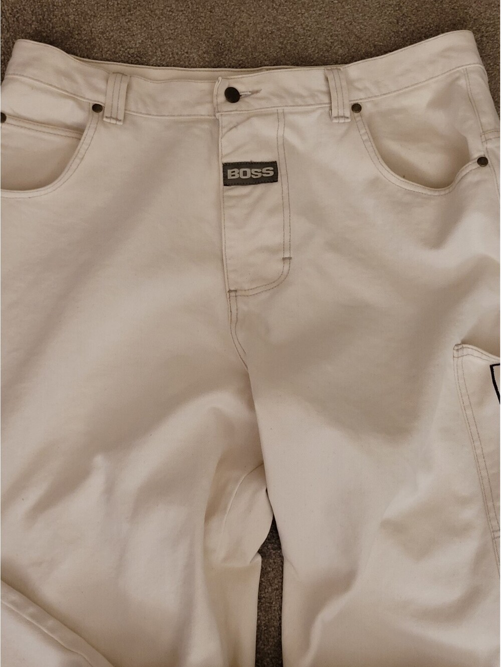 VTG 90'S Boss Jeans Men's 40(38) Natural Baggy Wide-Leg Spellout Hip-Hop Denim - Picture 3 of 9